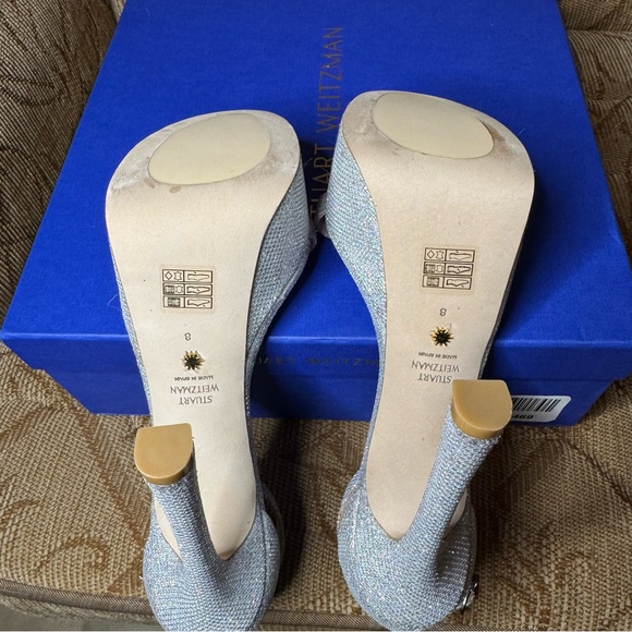 STUART WEITZMAN  Nudist Hollywood Metallic Platform
Sandals In Silver SIZE 8 B - Picture 8 of 9